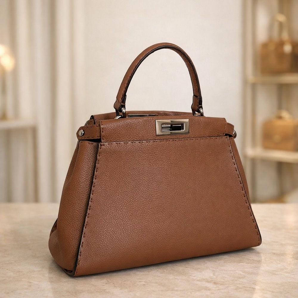 Fendi Peekaboo Medium Selleria Calfskin Satchel – Mou Deserto Brown